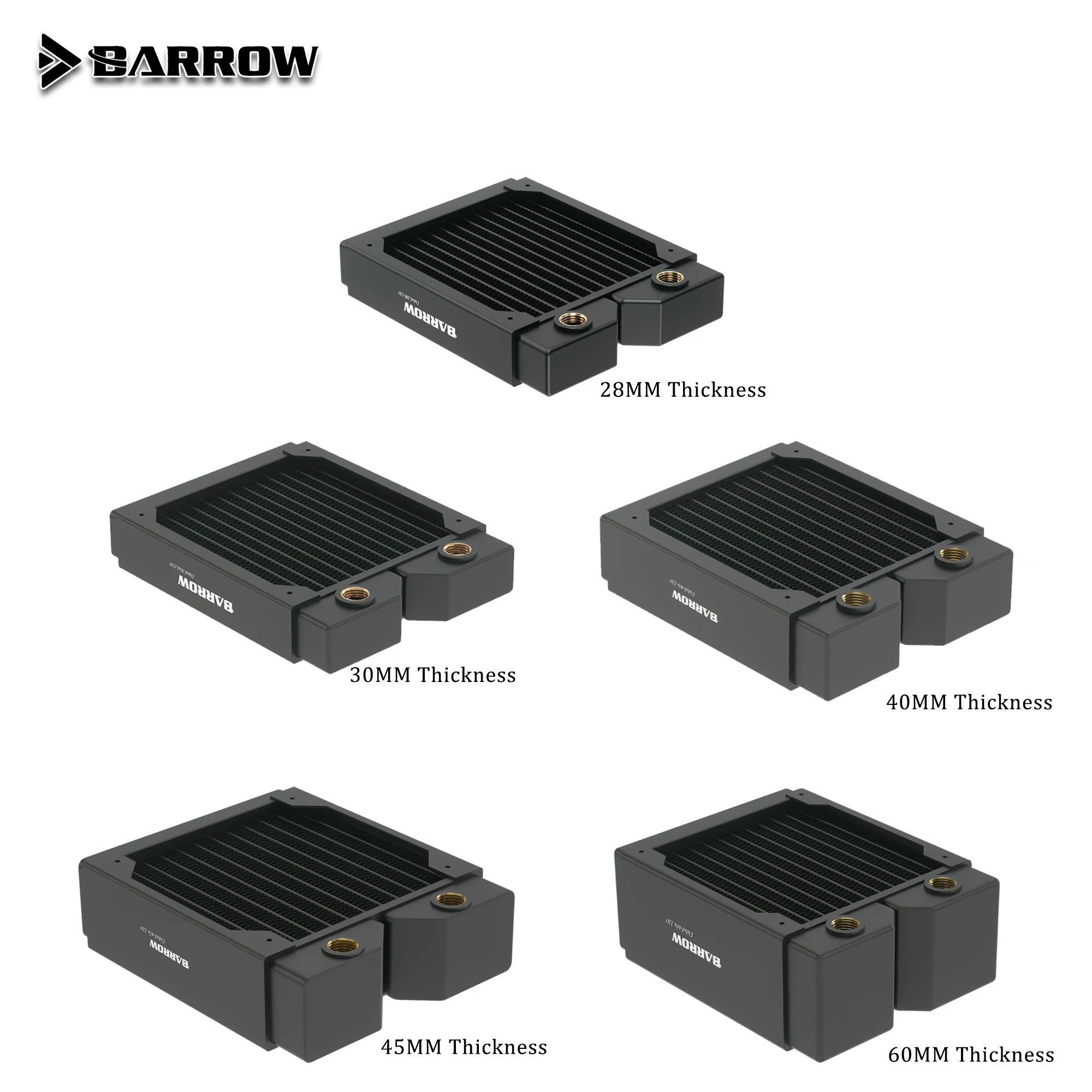 

BARROW 28/30/45mm Thickness Copper 120mm Radiator Computer Water Discharge Liquid Heat Exchanger G1/4 Threaded Use for 12cm Fans