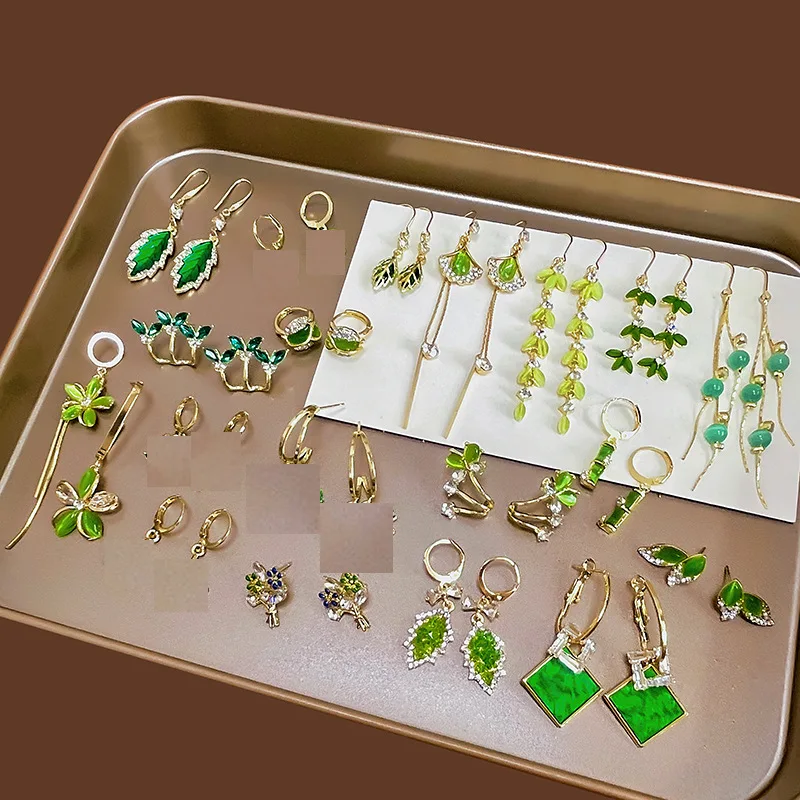 

12pairs MIX green temperament flower leave earrings Hot selling earrings best gift