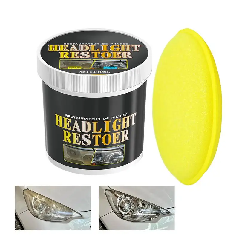 

Headlight Yellow Remover 140ml Head Lights Cleaner With Sponge Car Headlight Repair Fluid Headlight Cleaners Car Headlight