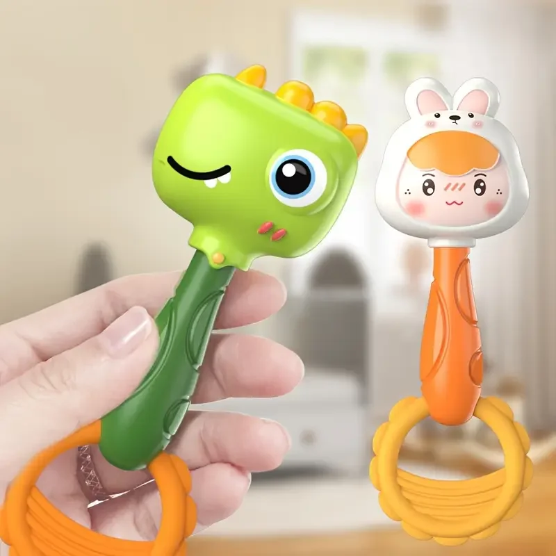 Cartoon-Tier-Rassel-Handglocke, sensorisches Lernspielzeug für Neugeborene, Beißspielzeug für Babys, Frühpädagogisches Puzzle-Geschenk für Kinder – Detail 6