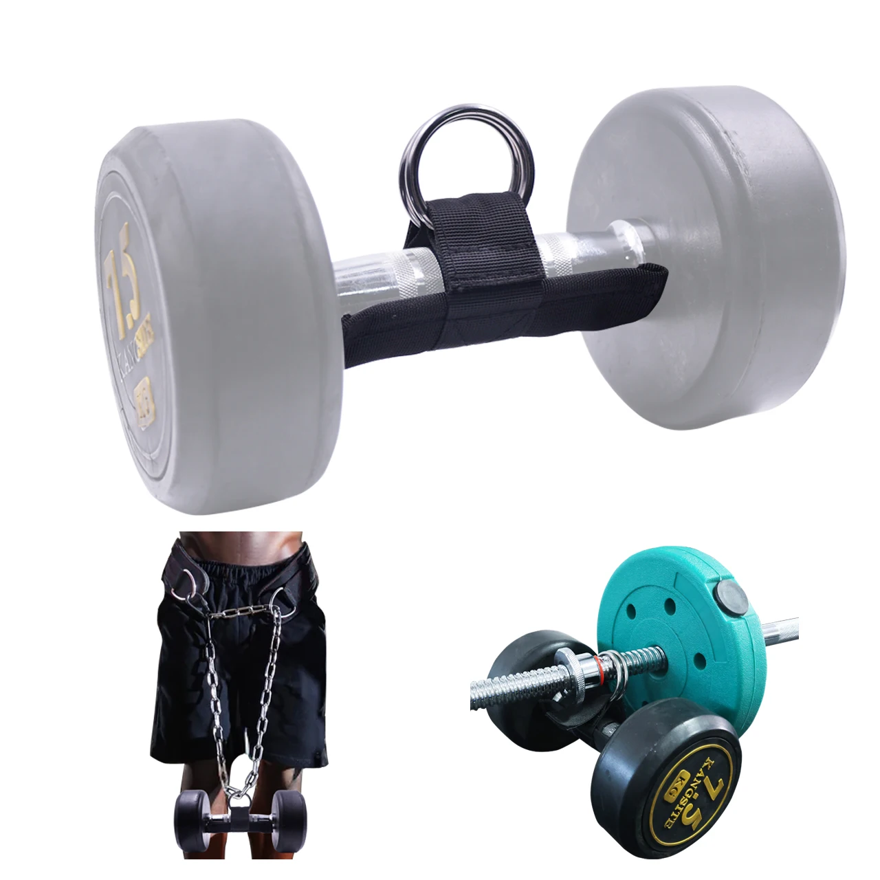 Loading Dumbbells Strap  for Dip Belt Squat Pull-up ,Load Dumbbells Kettlebells on Barbells Weightlifting  Accessory