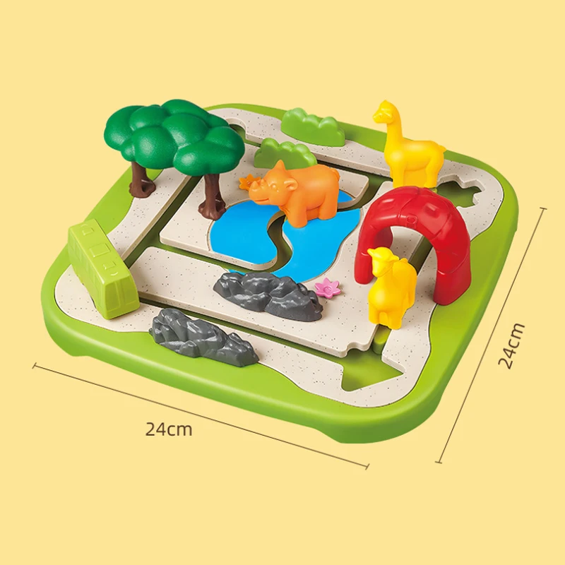 STEAM Toy Wonder Zoo Animals Board Game Children Education Toys 60 Challenges Logical Route Planning School Teaching aid 3+