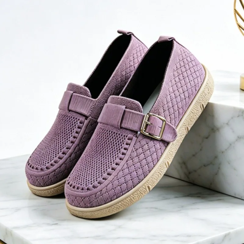 Summer Soft Sole Breathable Knitting Casual Slip-On Woman Shoes Comfortable Women's Sneakers Durable Anti-Slip Shoes for Woman