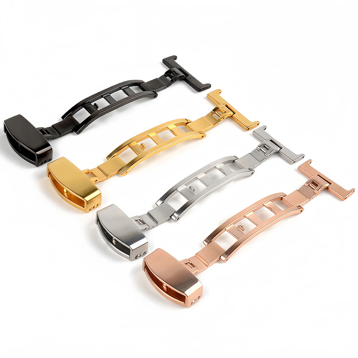 Edelstahl-Uhrenverschluss, faltbares Uhrenarmband, Schmetterlingsverschlüsse, Armbandverschluss 10-24mm für Leder- und Silikon-Uhrenarmbänder Zubehör – Detail 3