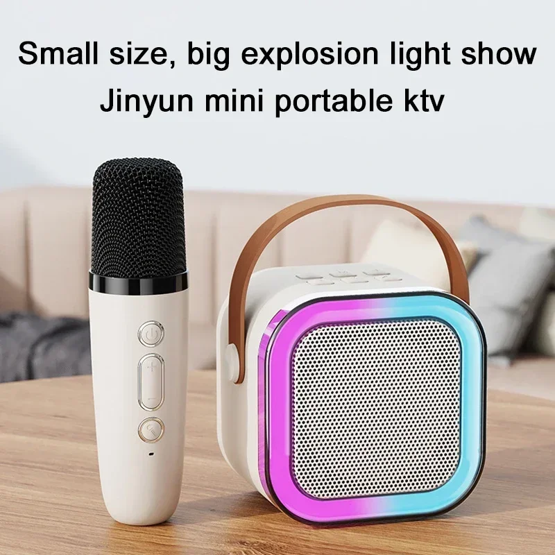 New K12 Karaoke Machine Portable Bluetooth Speaker With 1-2 Wireless Microphones HiFi Family Singing Loudspeaker Children\'s Gift