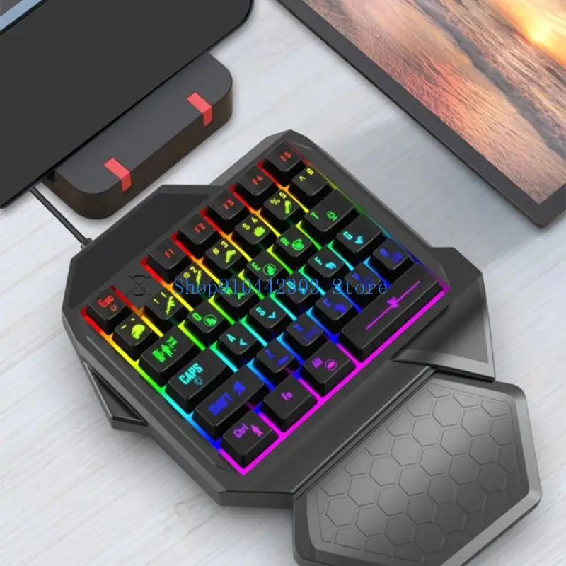 652F Handed Mechanical Gaming Keyboard Wrist Rest Support Professional Cord Single Hand Mechanical Keyboard for Game
