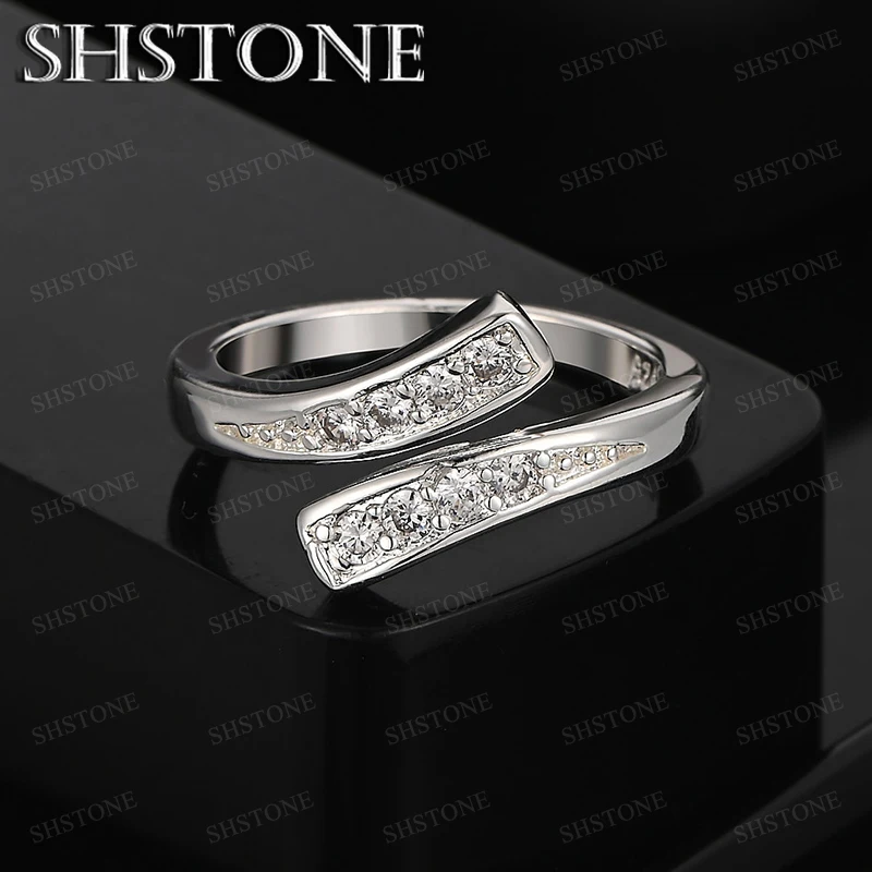 

AAA Zircon Geometry Open Ring 925 Sterling Silver Ring Fashion Party Lady Engagement Wedding Accessories Noble Luxury Jewelry