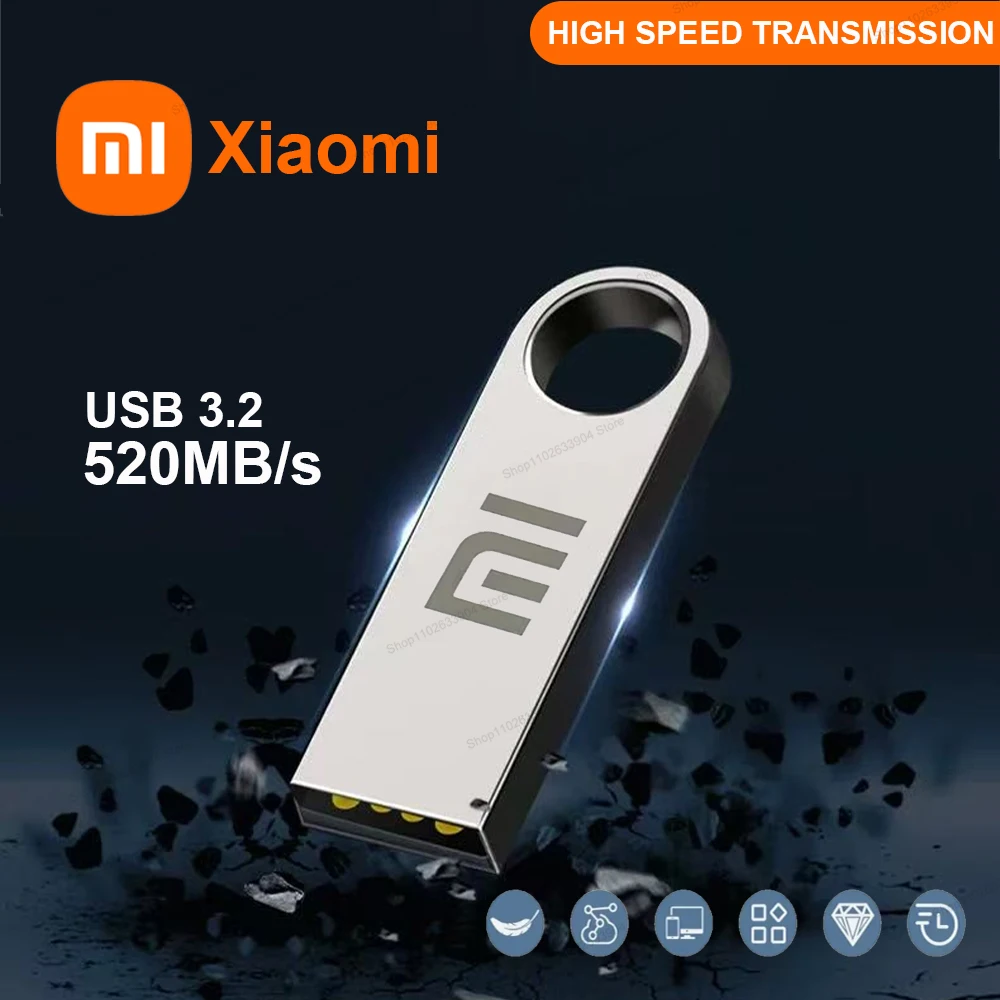محرك أقراص فلاش Xiaomi 1 تيرا بايت 2 تيرا بايت USB 3.2 محرك أقراص معدنية عالية السرعة 512 جيجابايت 128 جيجابايت محرك أقراص USB محمول مقاوم للماء قرص فلاش ميموريا ﻿ ن