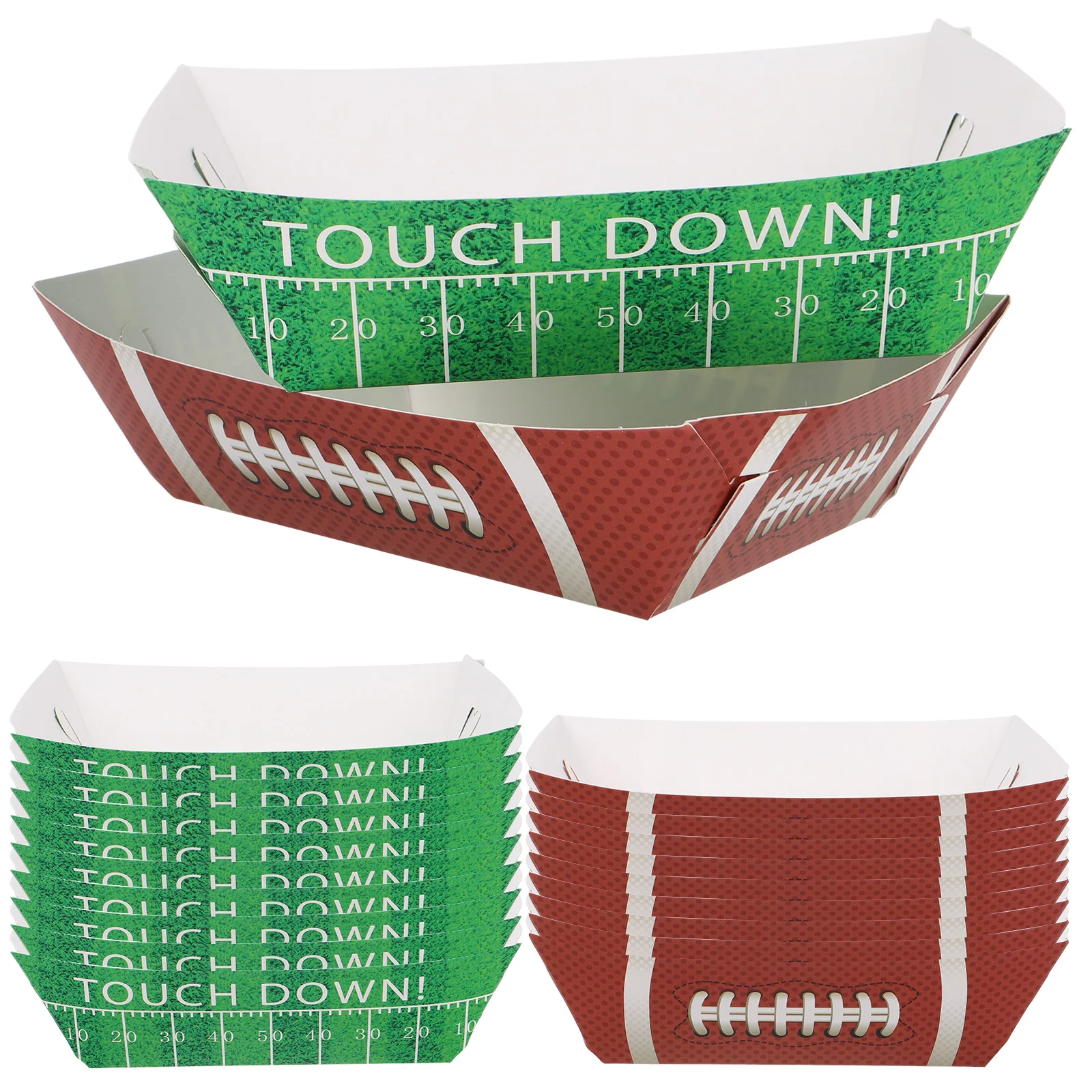 

20pcs Hot Dog Boxes Football Themed Paper Snack Trays Waterproof For Party Food Serving Birthday Decorations Disposable
