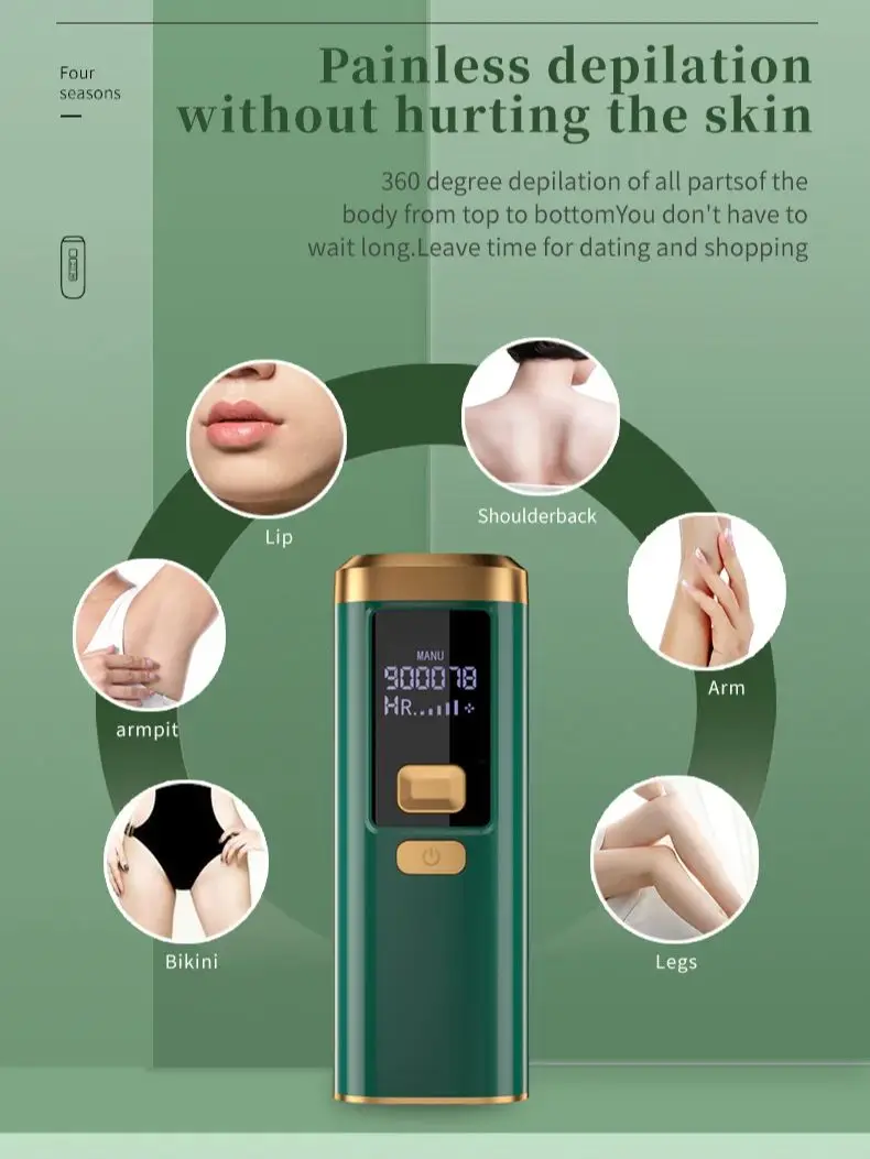 Lobemoky Hair removal IPL Depilator Pulses Permanent Laser Epilator Painless  Bikini face and body machine home-appliance Device