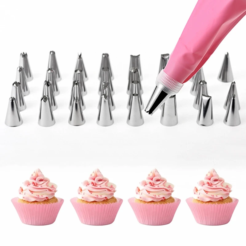 FAIS DU Pink Piping Bag Cream Nozzles Pastry Tools Accessories for Cake DIY Decorating Pastry Bag Kitchen Baking Candy Tools