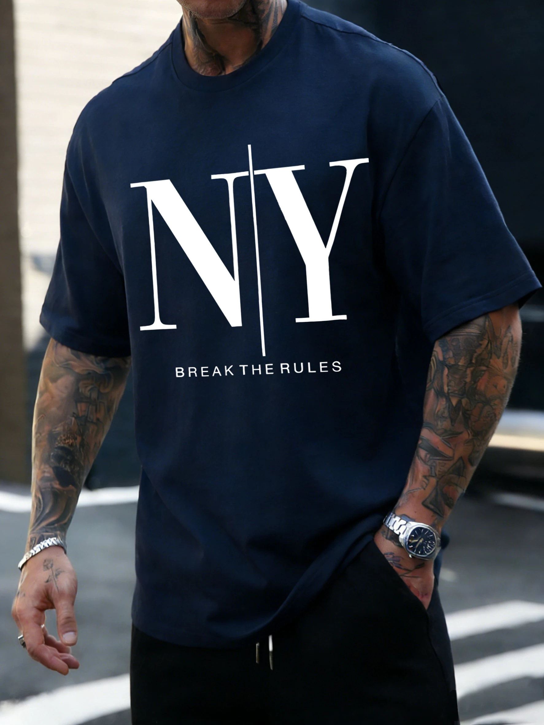 New York Break The Rules T Shirt Men Summer All-Match Tee O-Neck Fashion Short Sleeve Cotton Loose Unisex Colour T-Shirts