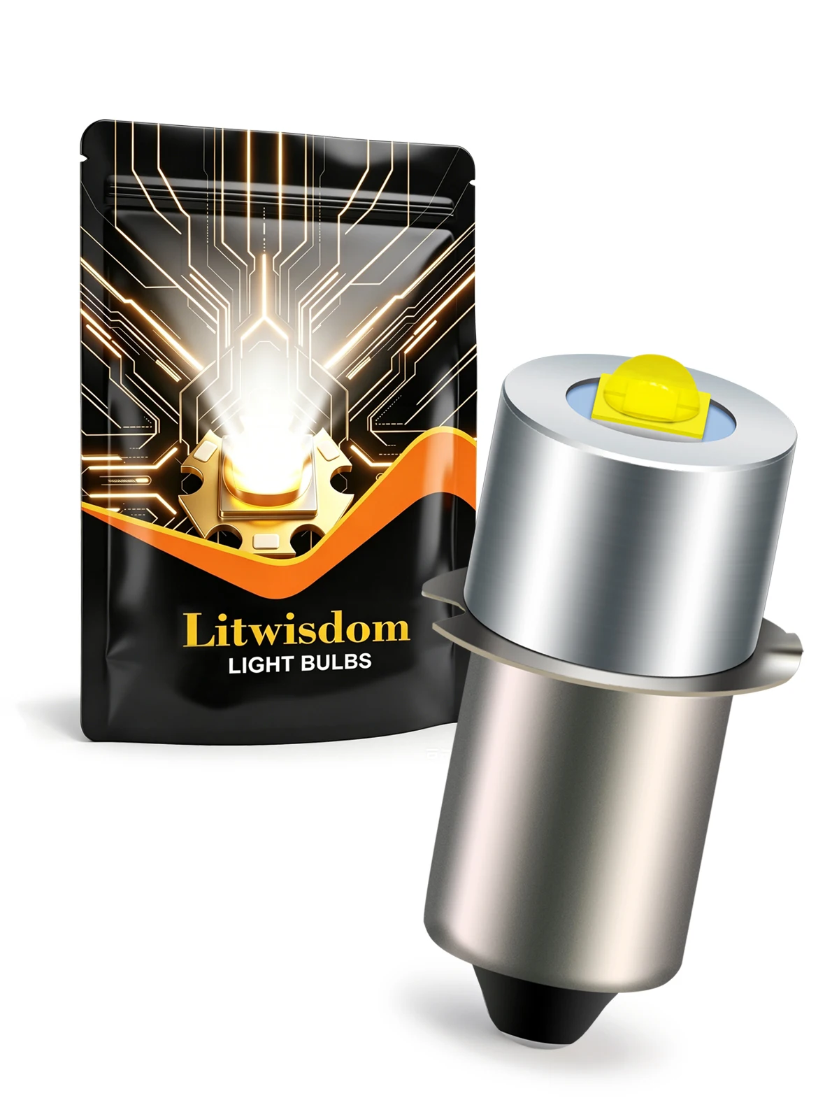Litwisdom P13.5S LED E10 LED Flashlight Bulb 6-30V 300LM White/Warm White High Bright Replacement Maclight Torch Non-Polarity