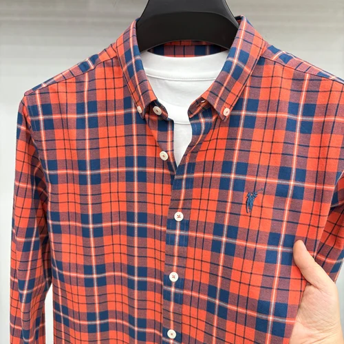 Imagen 2 del producto Camisa de manga larga 100% de algodón con bordado de marca de lujo, camisa nueva para hombre, Top holgado informal para hombre de negocios