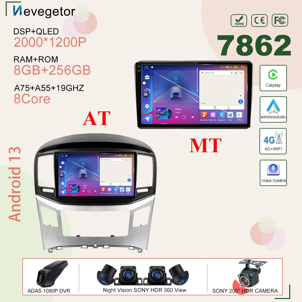 

7862 Android 13 Multimedia Car Player For Hyundai H1 Grand Starex 2007-2015 2015-2020 Auto Radio GPS Navigation DVD CPU Screen