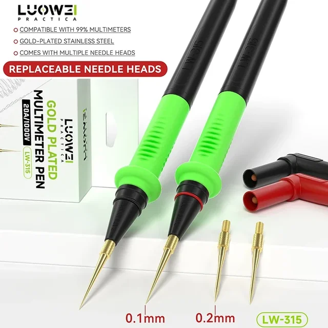 LUOWEI 1000V 20A Superfine Multimetr Przewody pomiarowe Silikonowy przewód pomiarowy z wymiennymi pozłacanymi sondami multimetru