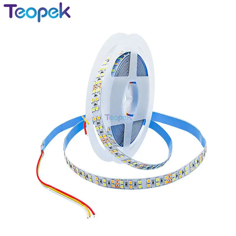 Double Row 2835 CCT LED Strip Light 240LED/m 336 LED/m 5m Dual WhiteColor Temperature Adjustable Flexible LED Tape Lamp DC12/24V