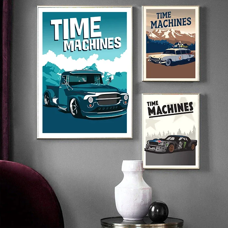 سباق السيارات المشارك الرياضة سيارة الوقت آلة الديكور السوبر فايبر بايكس الذروة جدار الفن اللوحة Kawaii غرفة ديكور قماش المشارك #3