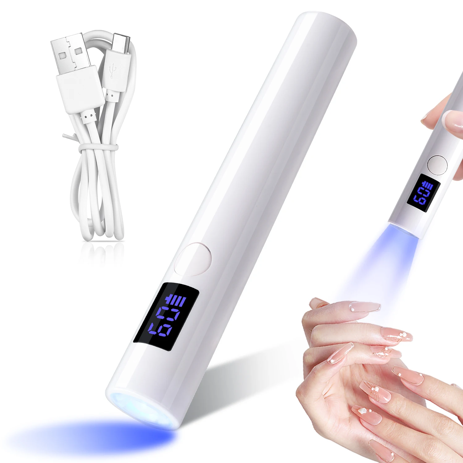 Draagbare Salon Uv Led Nail Lamp Oplaadbare Sneldroger Machine Voor Manicure Mini Zaklamp Pen Met Touchscreen