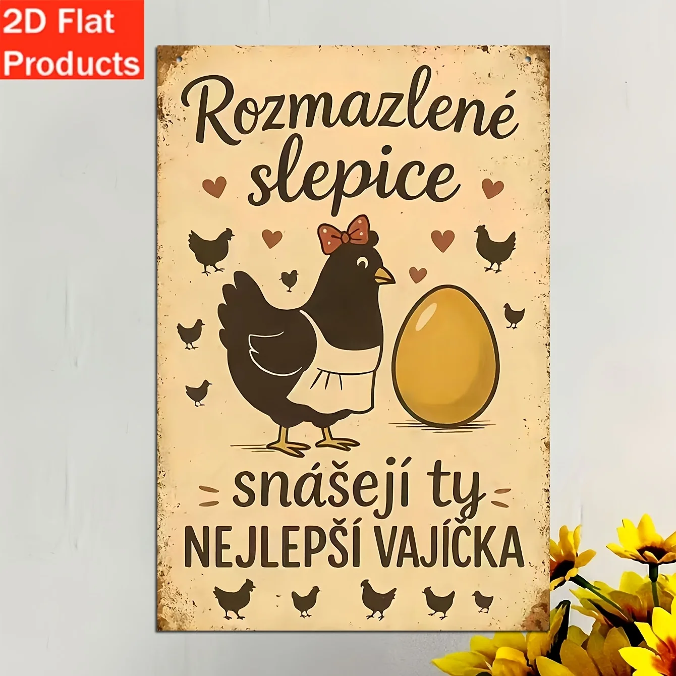 Vintage Czech Chicken Aluminum Wall Art 12x16 Waterproof Decorative Sign for Farmhouse Kitchen Bar