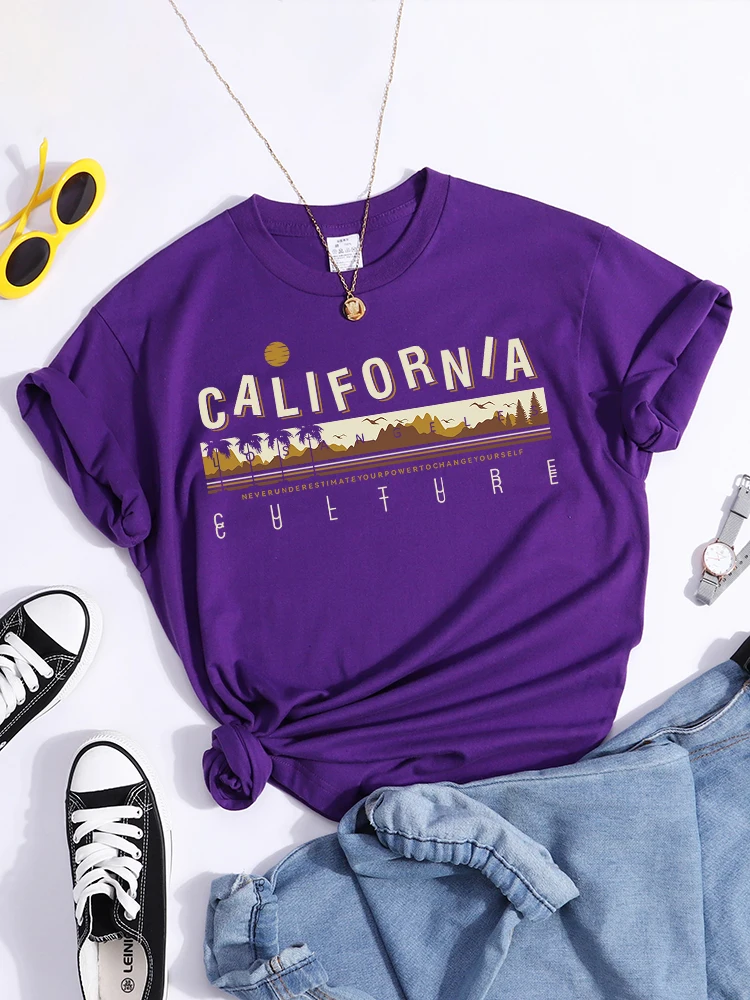 California Never Underestimate Your Power To Change Yourself T-Shirts Vintage Oversized Tshirt Individual Tee Top Summer Tshirts