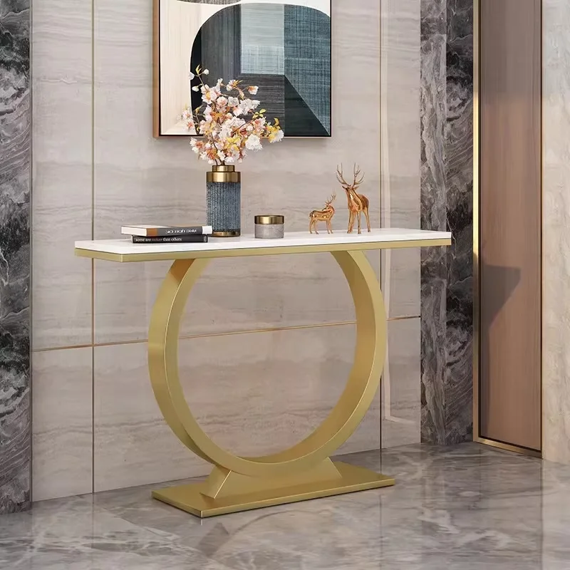 xx-Light Luxury Modern Marble Porch Console Table with Semi-Circular Design for Living Room Home Furniture*