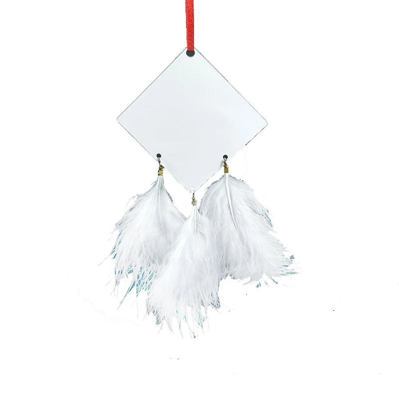 10pcs Sublimation DIY White Blank MDF Ornaments With Feather Wing For Christmas Decoration