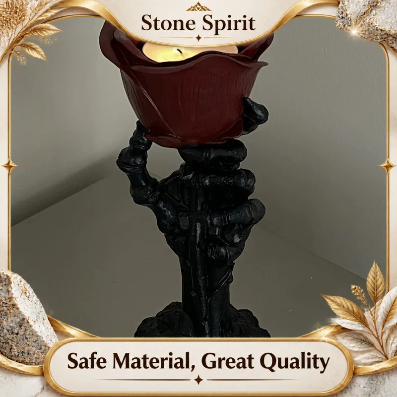 Creative Resin Skeleton Hand Rose Candlestick, Dining Table Centerpiece, Interesting Christmas Decoration, Sculpture Crafts