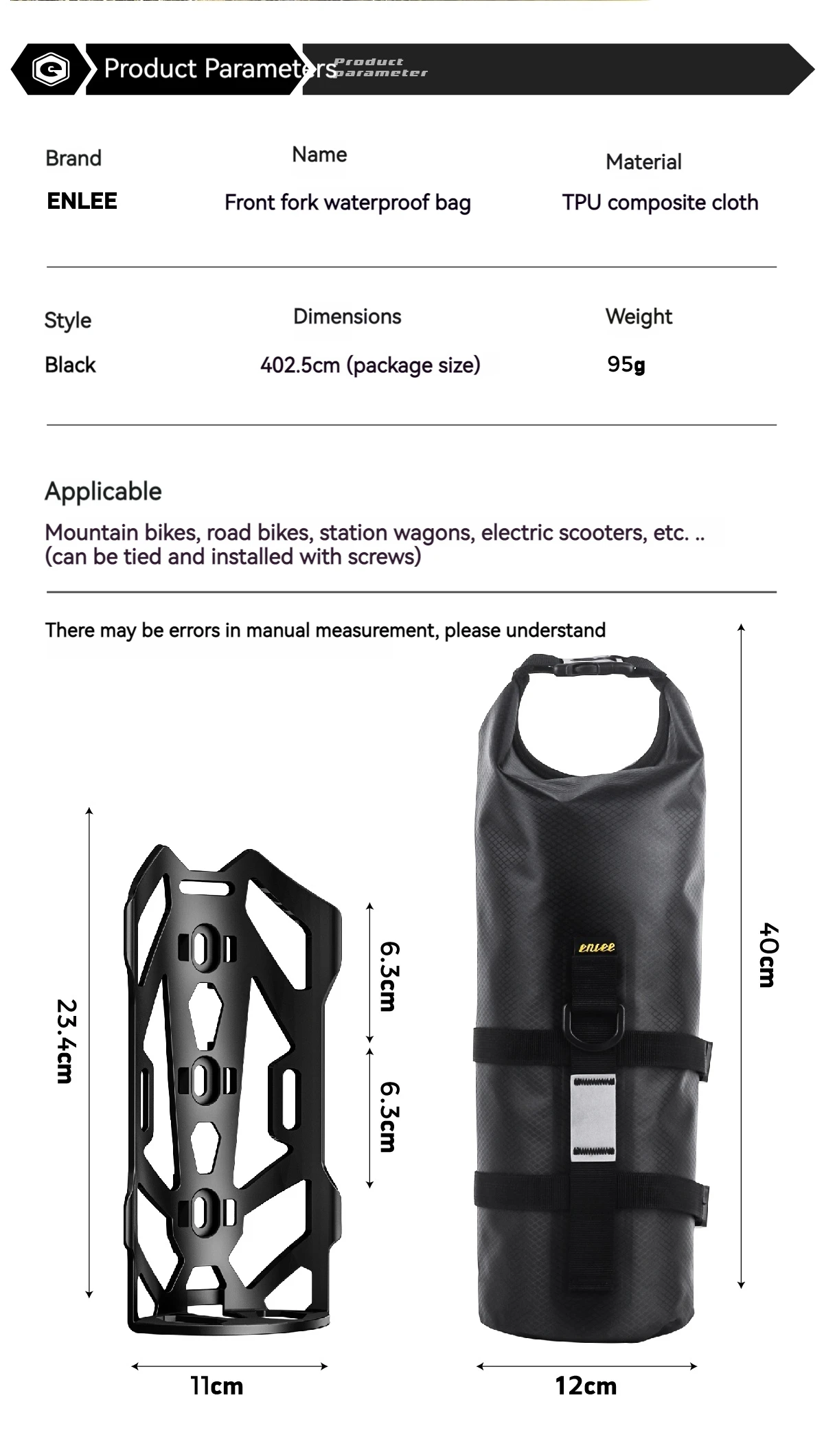 ENLEE Fahrrad Multifunktionale Vorderradgabeltasche Outdoor Wasserdichte Tasche 5L Kapazität Straße Mountainbike Langstrecken-Reisetasche – Detail 12