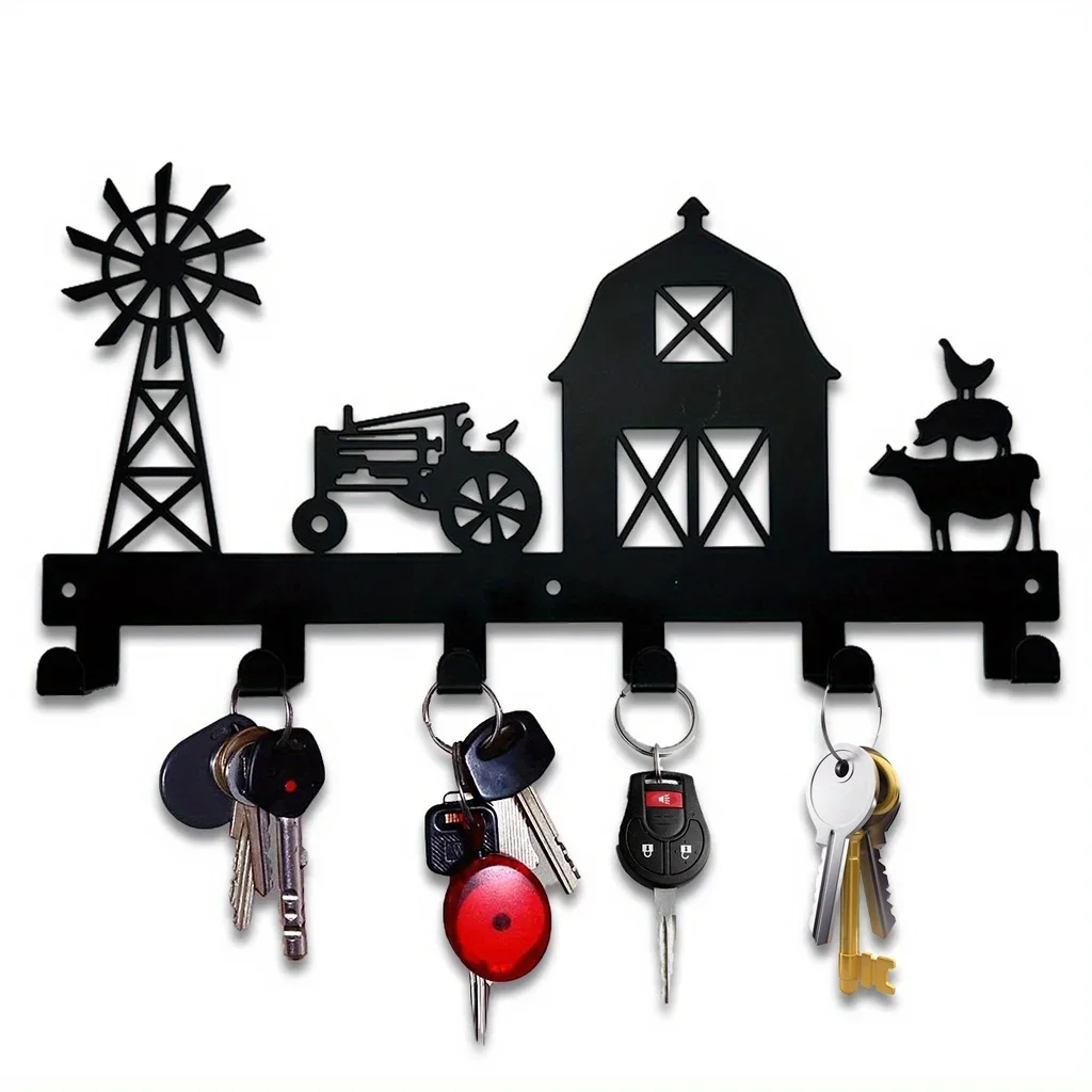 1PC Metal Wall Hanging Storage Row Rack With Hooks, Durable Coat Holder, Key Hooks, Key Holder Towel Rack