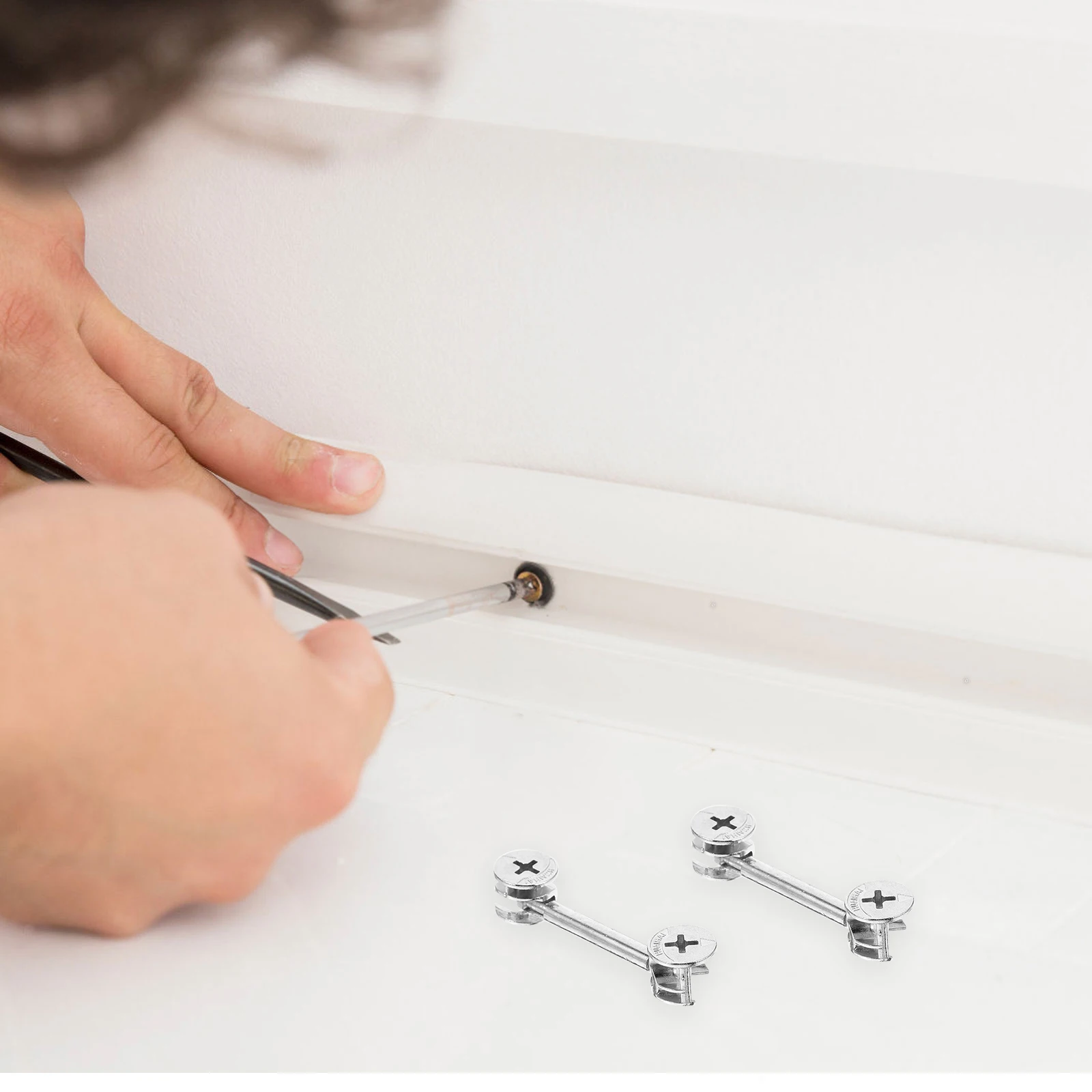 

20 Sets Double-headed Pole Connection Cabinet Furniture Connecting Cam Fitting Dowels Triple Iron Connectors