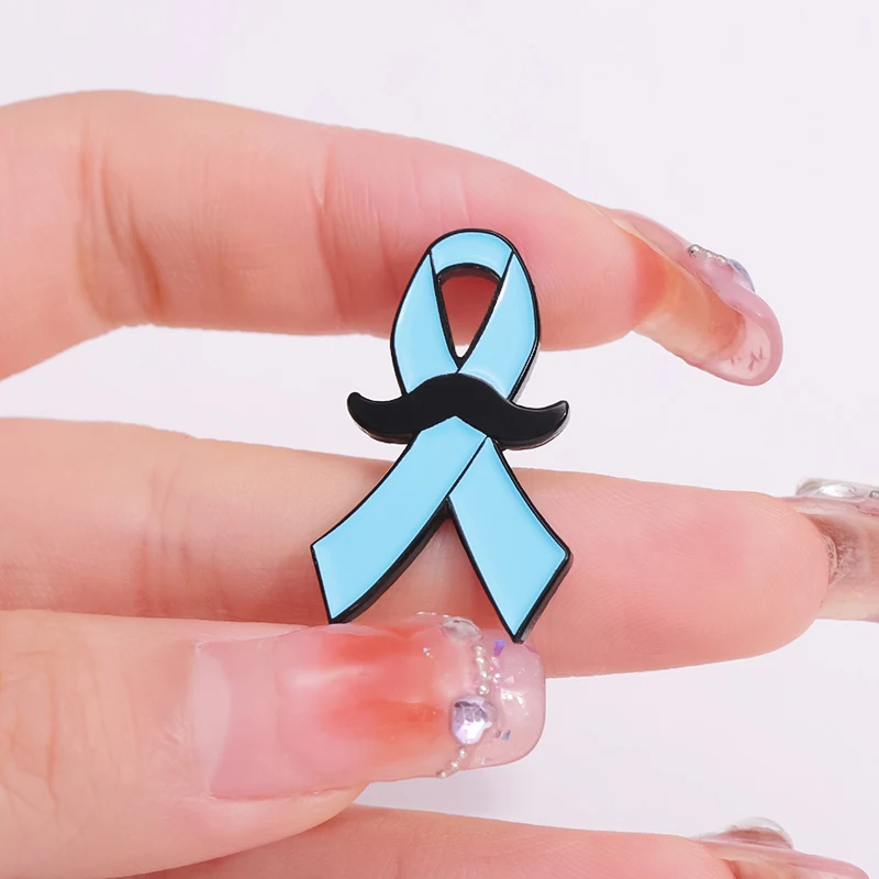 Blue Ribbon Enamel Pins Custom Prostate Cancer Men\'s Health Brooches Lapel Badges Jewelry Gift for Kids Friends