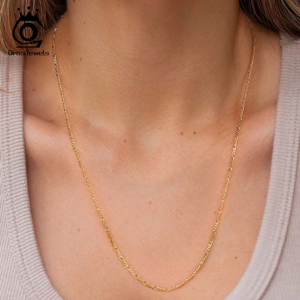 مجوهرات أورسا-قلادة سلسلة من الفضة الإسترليني للنساء ، ذهب 14 قيراط ، فيجارو قطع ماسية ، مجوهرات حفلات كلاسيكية ، SC27