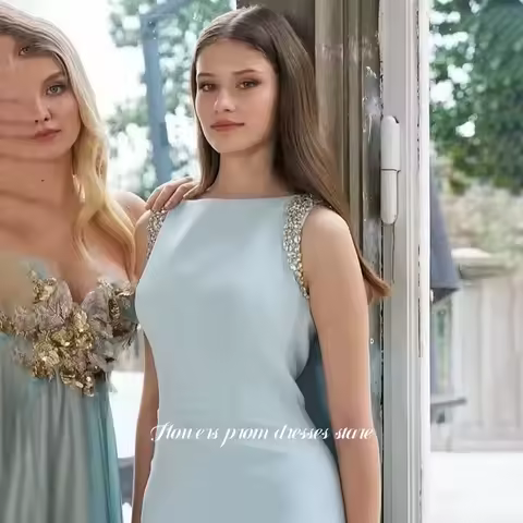 Flowers Sleevelsss Party Dress Crystals Evening Dress Straigght Formal Celebrity Dress for Women vestidos de novia Customized