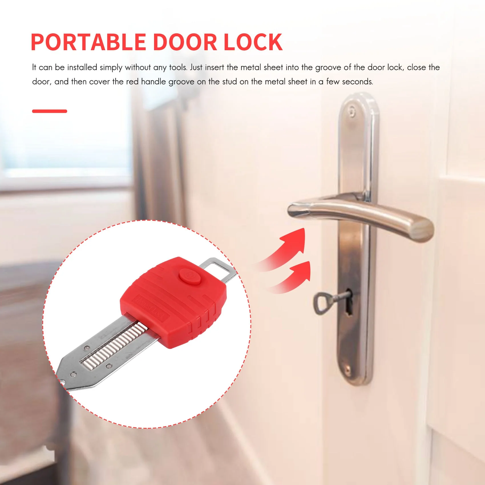 A37F 2025 Portable Door Lock Travel Lock Safety Lock School Lockdown Lock for Travel Hotel Home Apartment Motel Room Security view 4