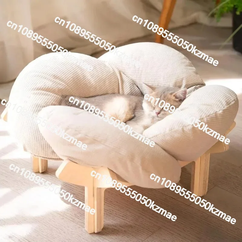 Suitable for indoor pet furniture, plush mats, cat beds, luxurious and sturdy solid wood cat lounge chairs
