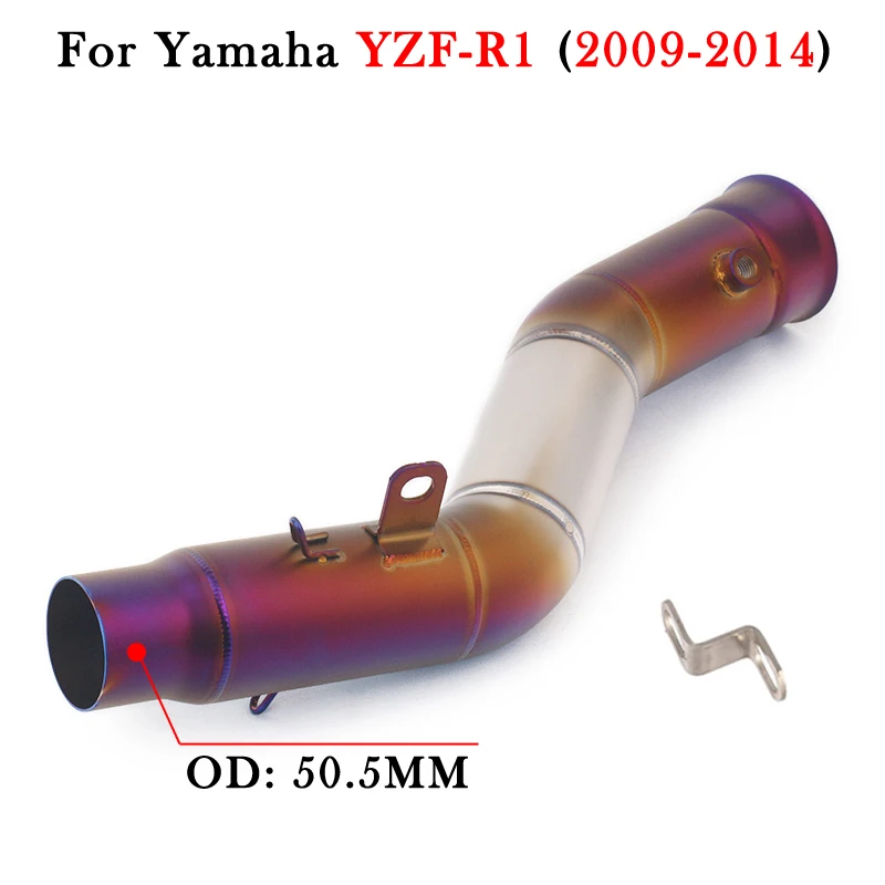 Slip On For YAMAHA YZF-R1 YZF R1 2009 - 2014 Motorcycle Exhaust Modify 51MM Connection GP Escape Moto Side Row Middle Link Pipe