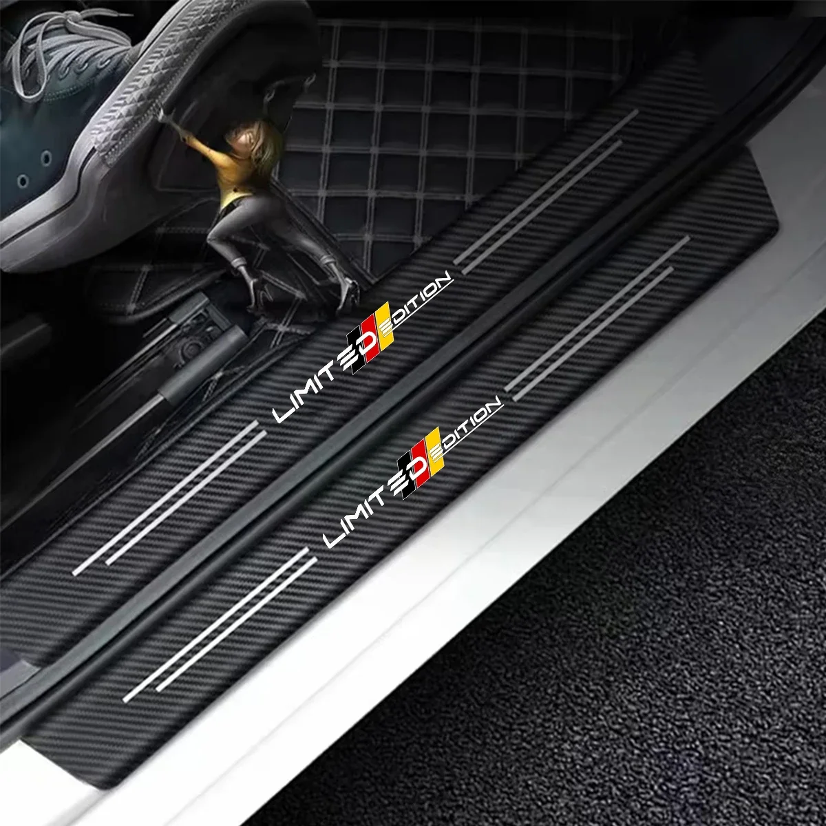 

5pcs/set Car Door Sticker Car Trunk Sill Plate Decal For Porsche Opel Citroen Audi Mitsubishi Ford Hyundai Nissan Lexus Seat