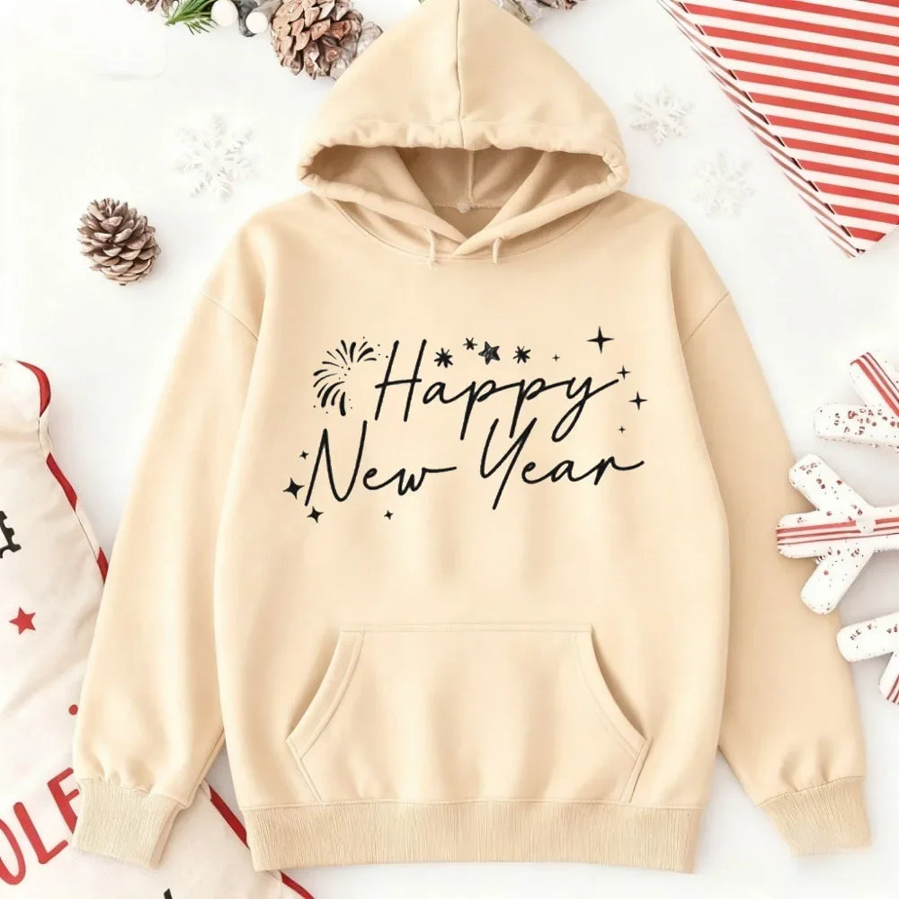 Happy Happy New Year Celebration Sweatshirt Hoodie Cheer To New YearAutumn and Winter Keep Warm Tracksuit Women Clothing Cheap Clothes - Aliexpress Deal