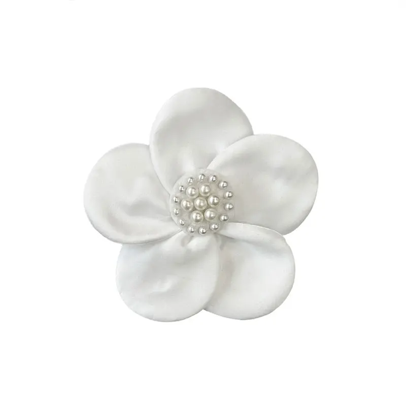 20 Stück einfarbige 3D-Satin-Blumenapplikationen zum Basteln, mit Perlen verziert, für DIY-Stoffaufkleber, Broschen, Schuhe, Hüte, Pullover-Dekoration, Aufnäher – Detail 7