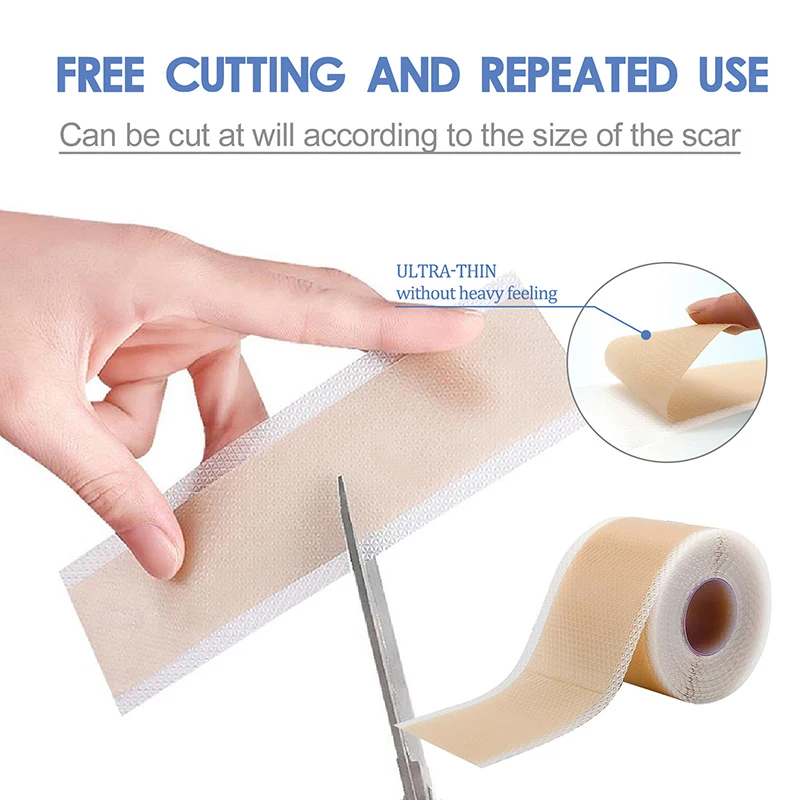 

1Roll Professional Silicone Scar Sheets Scars Treatment Reusable Silicone Scar Strips For Keloid, C-Section, Surgery,Burn