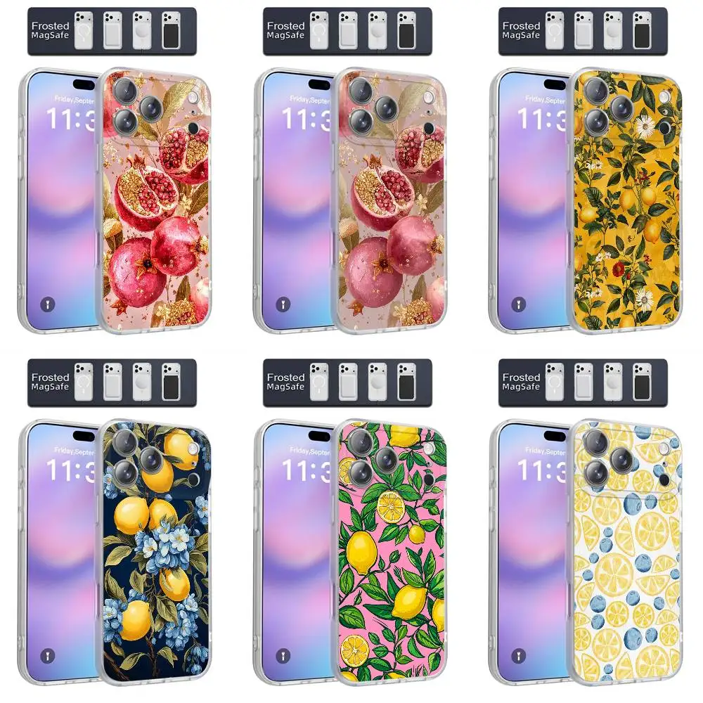 

Lemon Pomegranate Phone Case For iPhone 17,16,15,14,13,12,11,Pro,Max,Plus,E,Air,Mini Magnetic Magsafe Frosted Clear