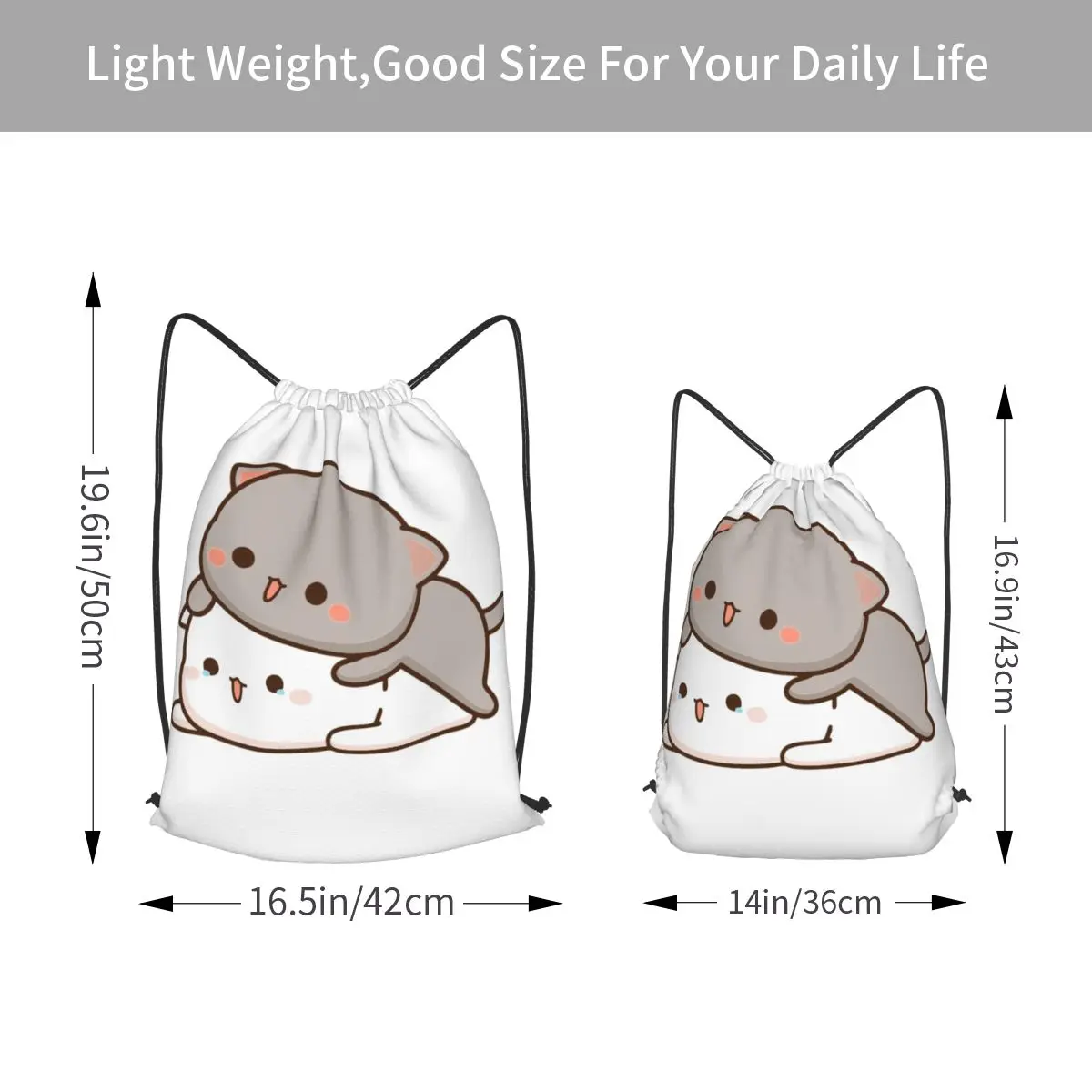 Peach And Goma Cuddling Mochi Peach Cat (2) Backpacks Fashion Drawstring Bags Sundries Bag Book Bags for Man Woman School