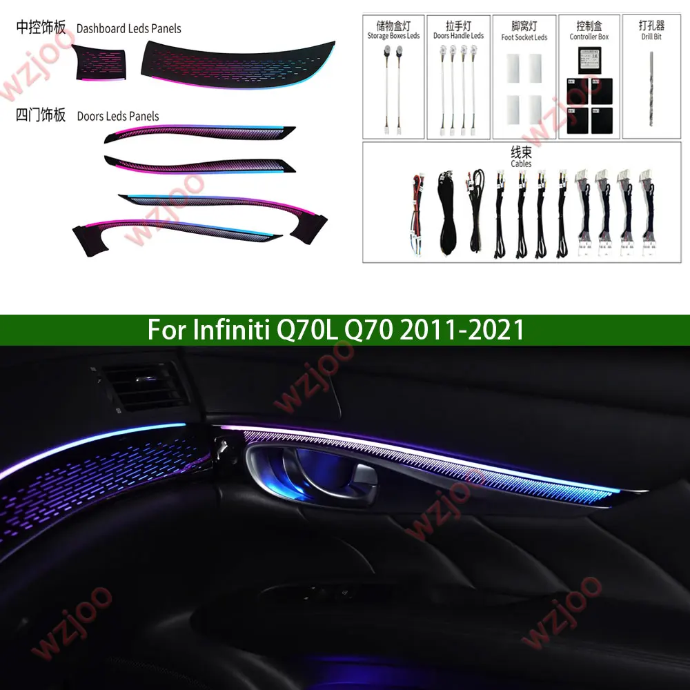 Car LED Ambient Light for for Infiniti Q70 Q70L M25 M35 M37 M56 2011-2021 Instrument Door Dynamic Light Shadow Decorative Lamp