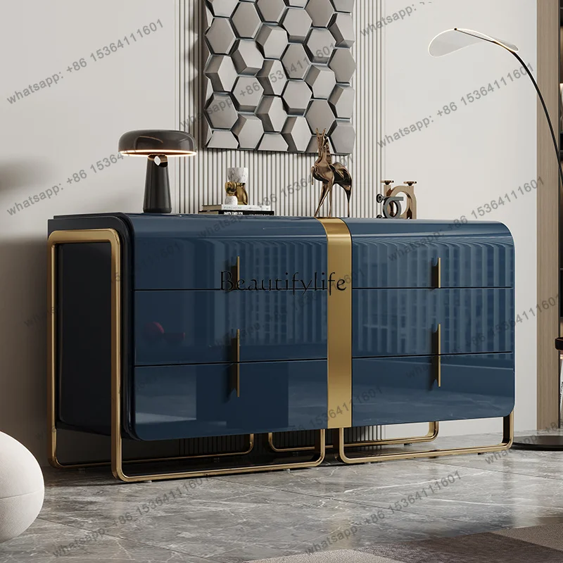 LX Italian Light Luxury Chest Living Room Modern Minimalist Six Chest Cabinet Horizontal Paint Storage Side Cabinet