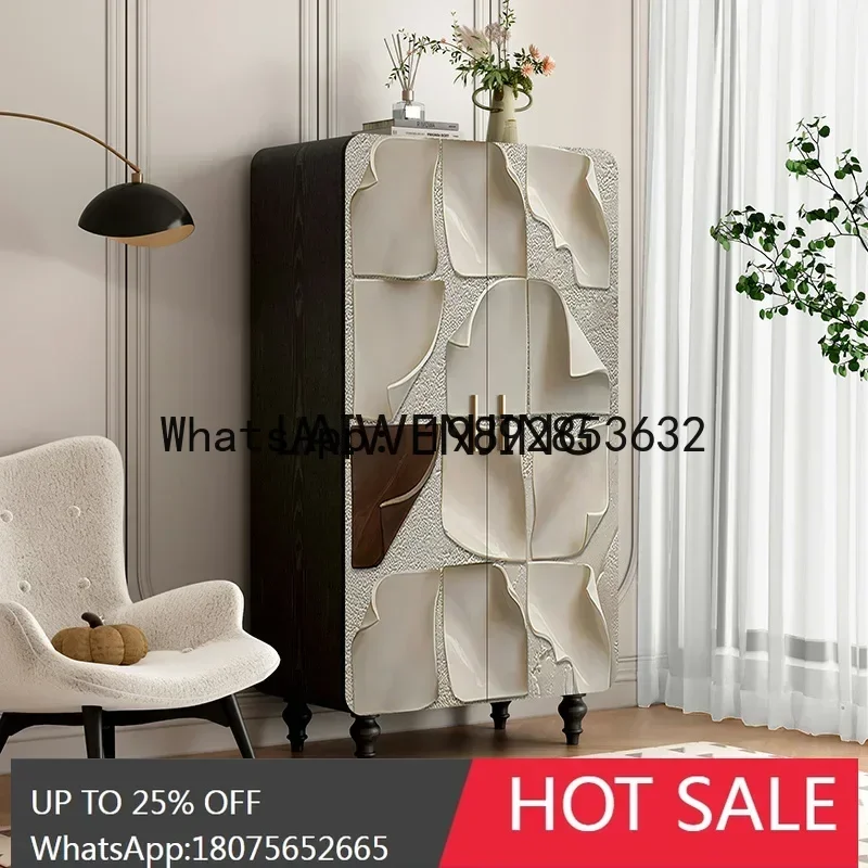 LYY simple solid wood wardrobe household cloakroom wardrobe bedroom storage living room entrance cabinet free installation
