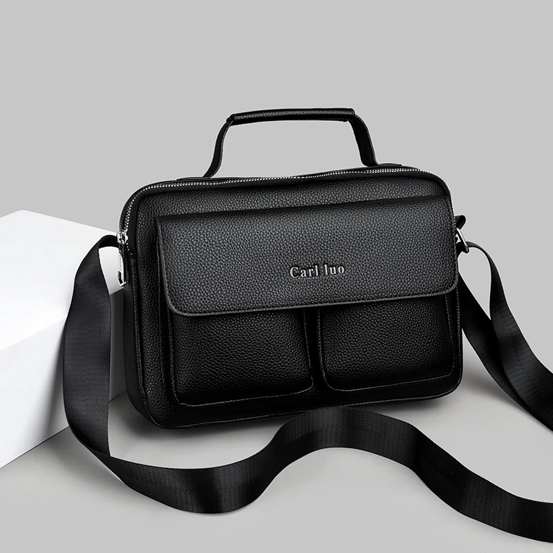 

leather texture men's shoulder bag Crossbody bag Business bag men's bag large capacity computer handbag conference bag SAC