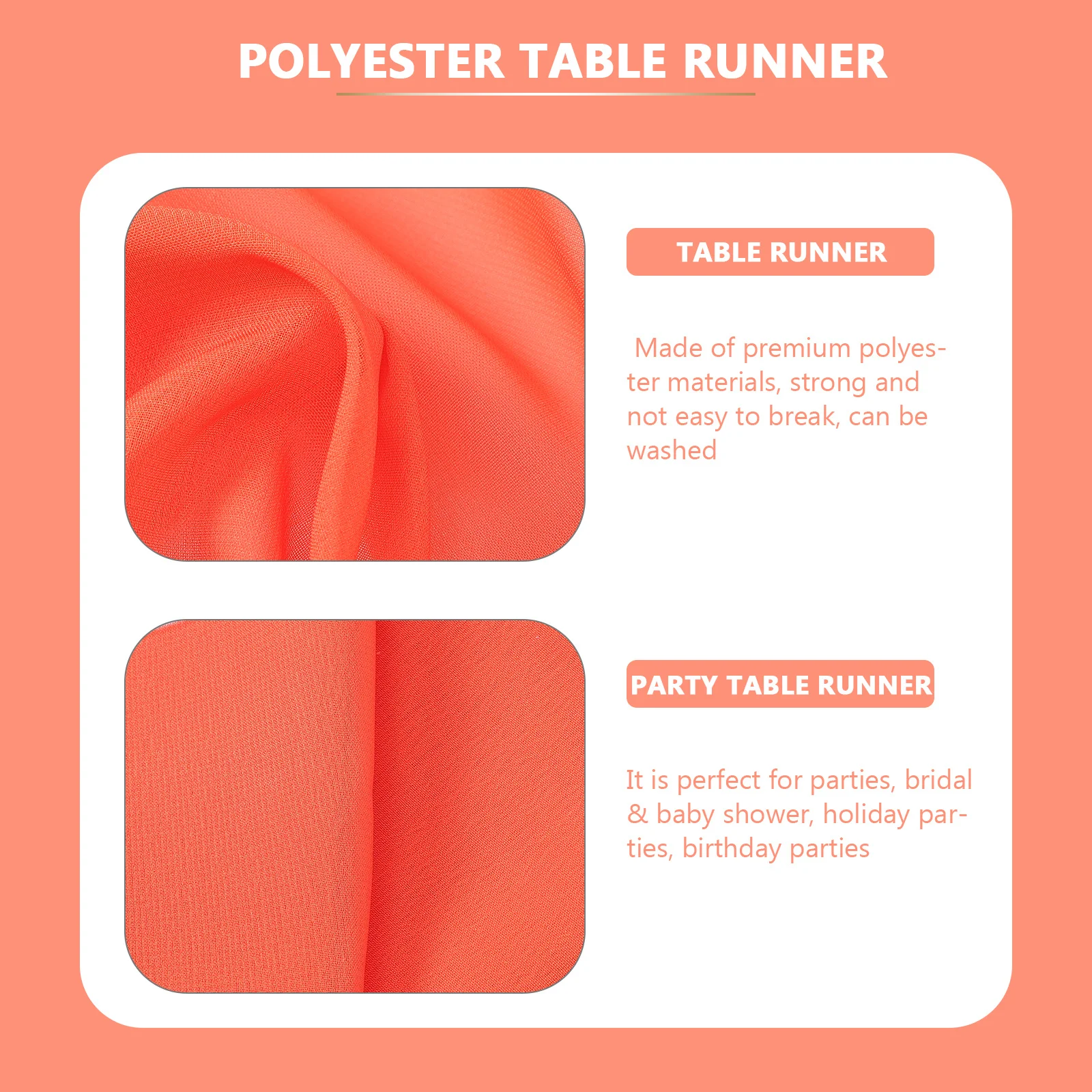 

Extra Wide Dining Table Runner Made of Premium Polyester - Fade Resistant Reusable Gauze Table Runners for Birthday Holiday