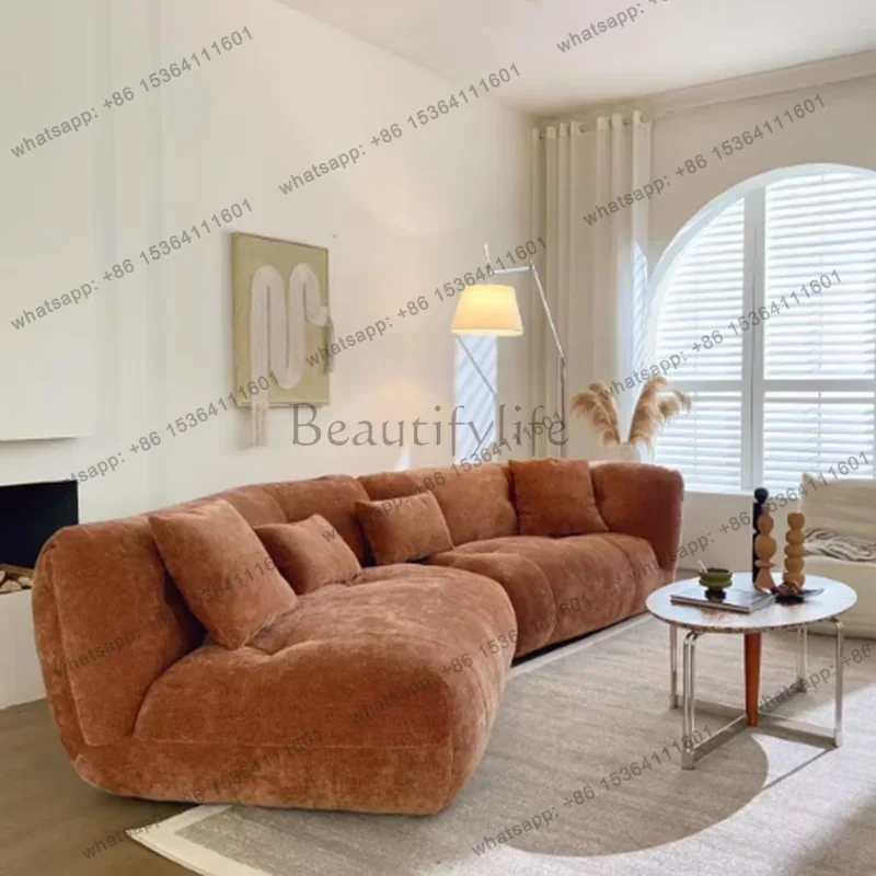 LJY Italian Classic Living Room Sofas Oversized Orange Lounge Bubble Living Room Sofas Modern Soft Divano Angolare Furniture Hom