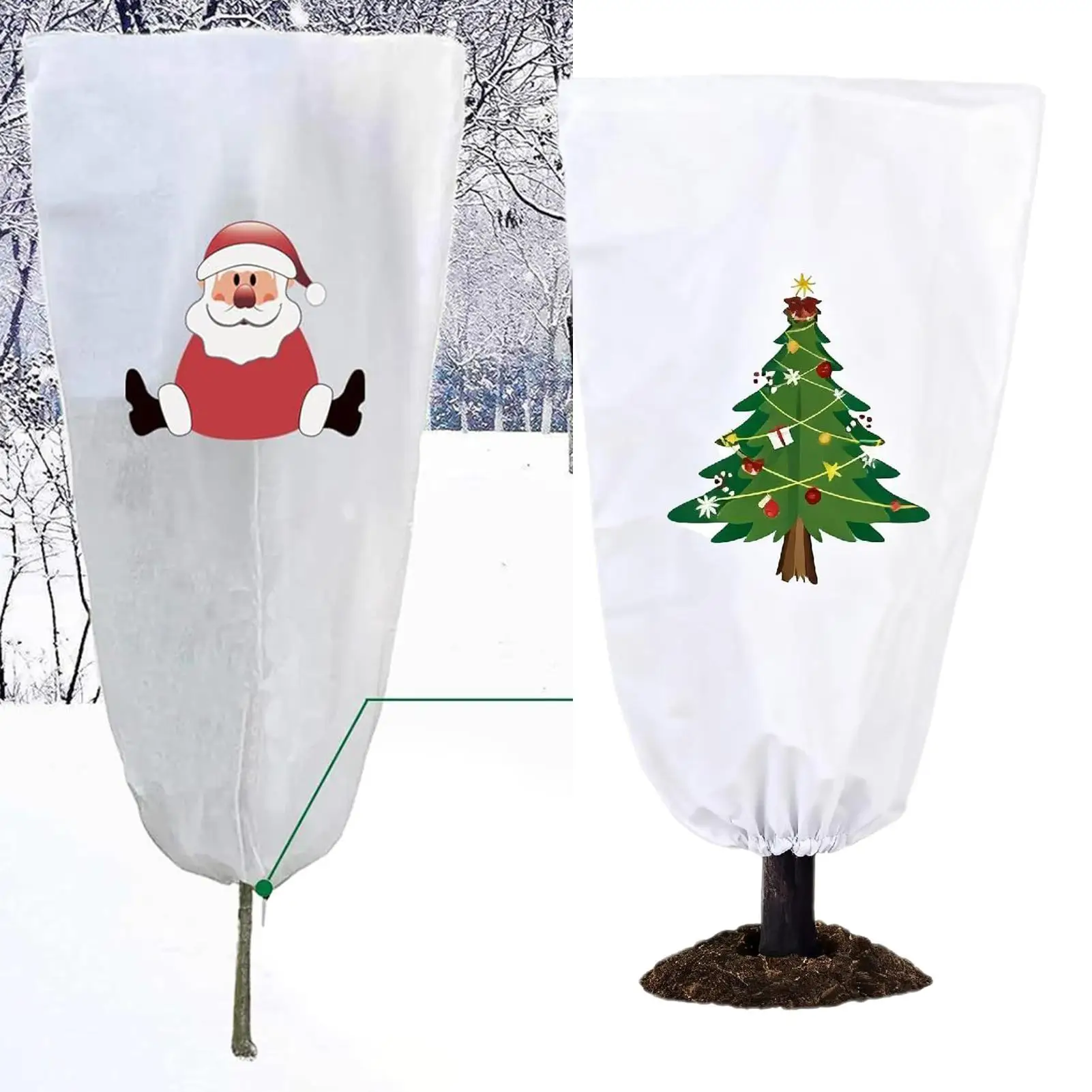 Plant Covers For Winter Breathable Blanket Snow Barrier Christmas Theme Cover For Plants In Winter Freeze For Tree Rose Shrub